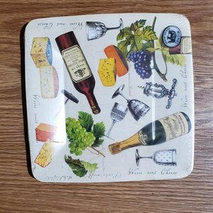 8 Decorative cheese and wine charcuterie square paper plates